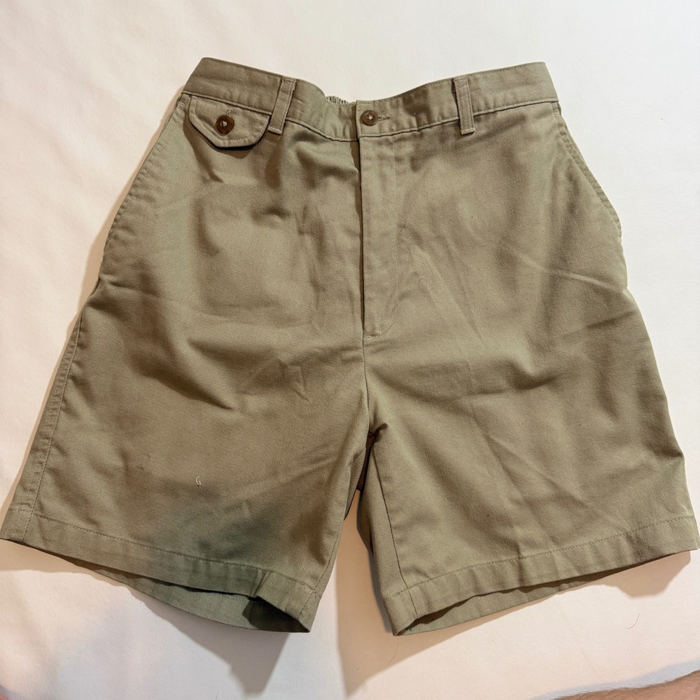 Towncraft Chino Shorts Mens 32 Olive Khaki Vintage 90s Elastic Back Utility
